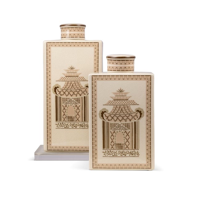 American Winterthur for Port 68 Pagoda Garden Mocha Large Jar For Sale - Image 3 of 5