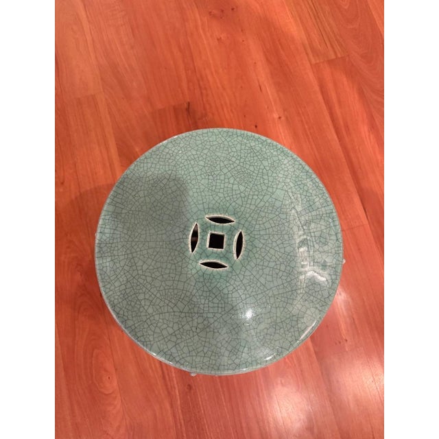 Mid 20th Century Mid 20th Century Celadon Crackle Glaze Ceramic Garden Stool / Accent Stool For Sale - Image 5 of 5