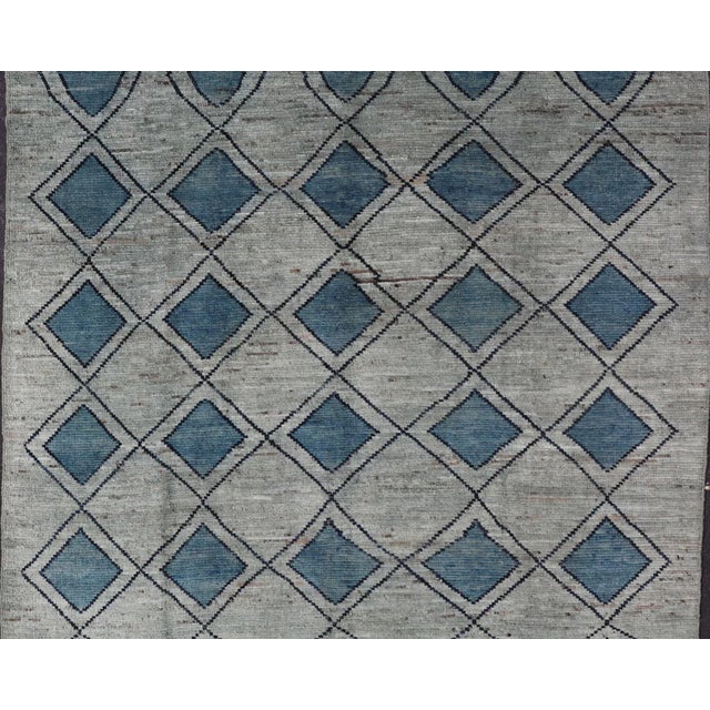 Textile Modern Design Tribal Rug by Keivan Woven Arts With Diamond Pattern For Sale - Image 7 of 12