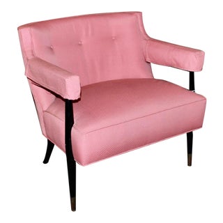 Mid Century Modern Pink and Black Accent Chair For Sale