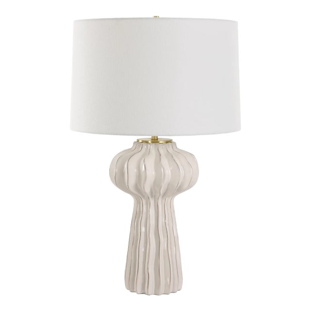 Wrenley Ridged White Table Lamp For Sale