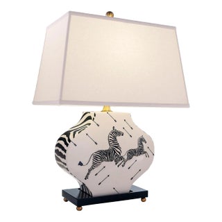 Scalamandre Maison by Port 68 Zebra Black/White Lamp For Sale