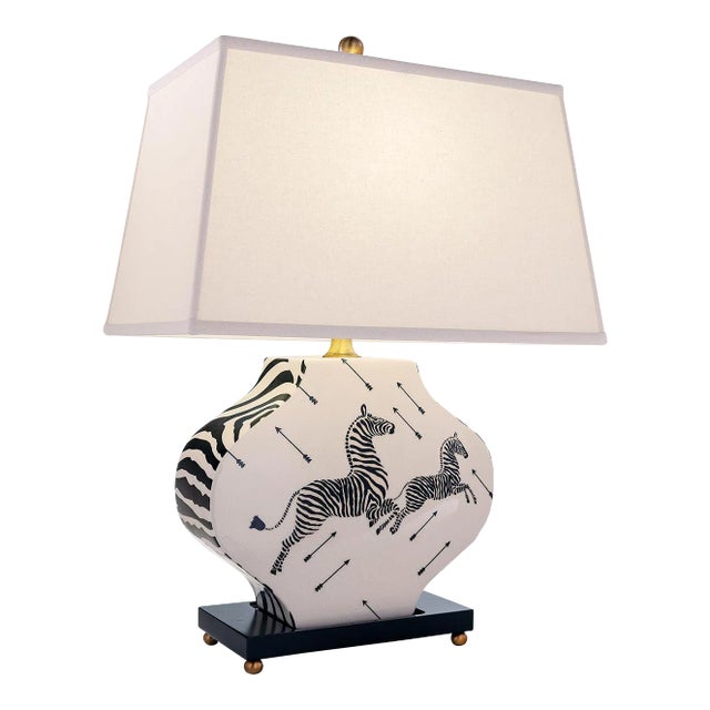 Scalamandre Maison by Port 68 Zebra Black/White Lamp For Sale