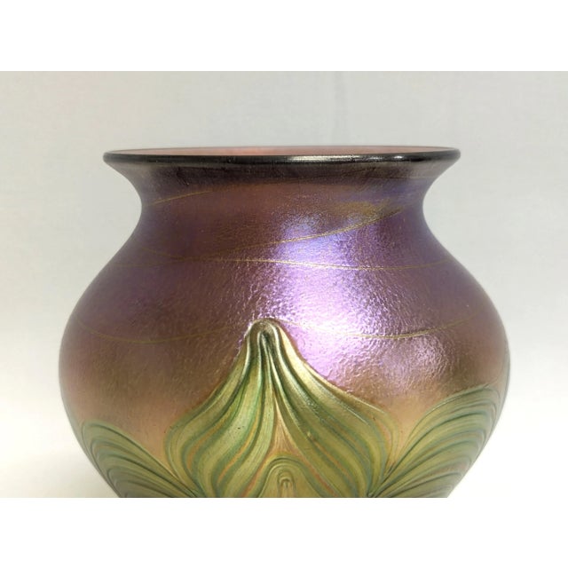 2000 - 2009 Loetz Style Bohemian Art Glass Vase For Sale - Image 5 of 9