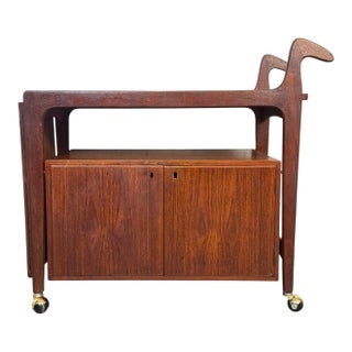 Mid 20th Century Danish Modern Extendable Teak Bar Cart by Falster Møbelfabrik, Attributed For Sale