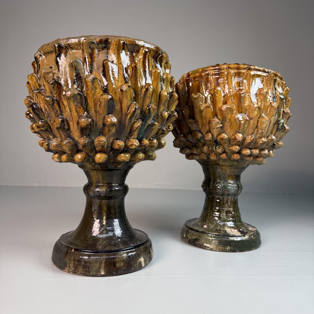 Ceramic Plant Stands by Rocco Condurso, Italy, 1980s, Set of 2 For Sale - Image 10 of 13