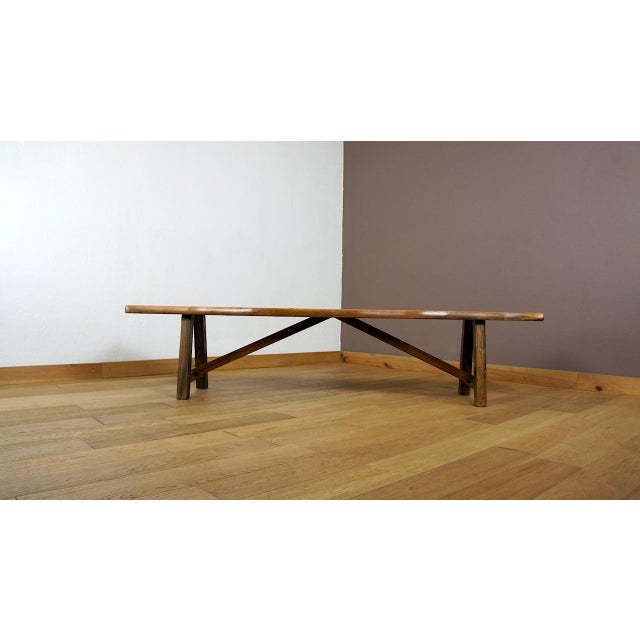 1960s Vintage Brutalist Bench in Elm from Aranjou, 1960 For Sale - Image 5 of 10