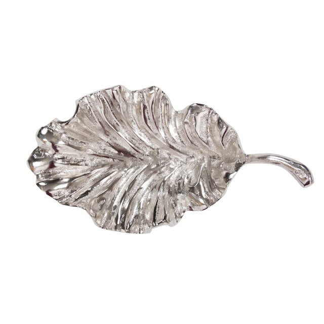 Silver Calathea Leaf Polished Silver Sculpture- Small For Sale - Image 8 of 9