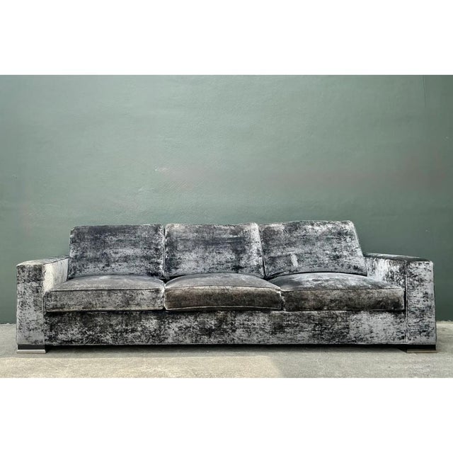 Vintage Monumental Swaim Velvet Sofa For Sale - Image 12 of 16