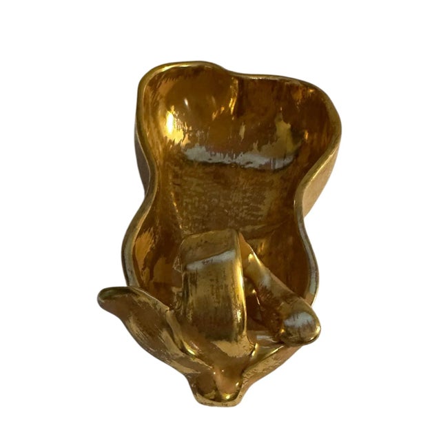 1970s Vintage Stangl Pottery Granada Gold Pear Dish For Sale - Image 5 of 11