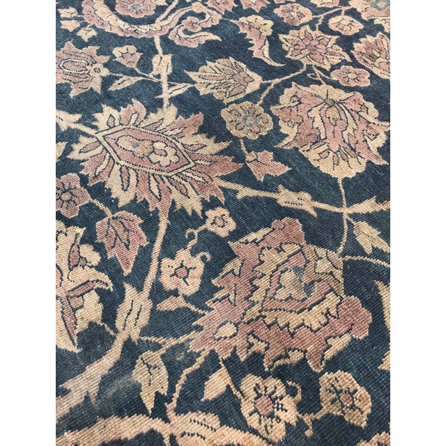 Blue Authentic Persian Tabriz Botanic Handmade Wool Carpet For Sale - Image 8 of 11