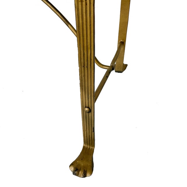 Late 20th Century Vintage Hollywood Regency Gilt Metal Pagoda Bench With Tiger Print Upholstery and Paw Feet For Sale - Image 5 of 6