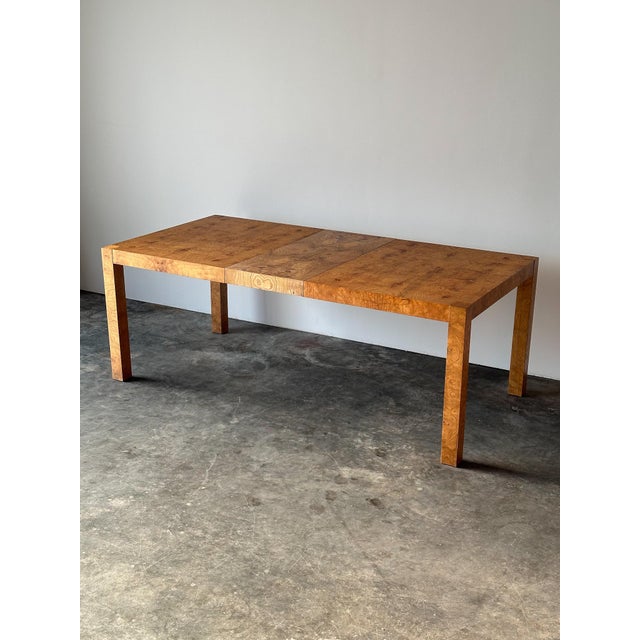 Lane Burl Wood Extendable Parsons Dining Table in the Style of Milo Baughman, 1970s For Sale - Image 11 of 18