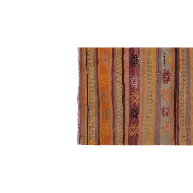 Mid-Century Modern Striped Turkish Kilim Runner Rug 2'3" X 8'10" For Sale - Image 3 of 10