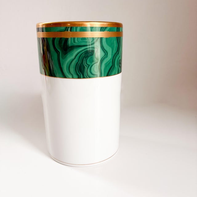 Christian Dior Christian Dior Malachite Gaudron Porcelain Vase, Vintage 1980s Designer Home Accessory For Sale - Image 4 of 11
