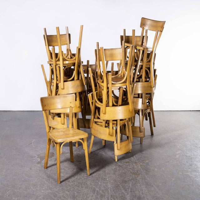 French Honey Beech Bentwood Dining Chairs from Baumann, 1950s, Set of 4 For Sale - Image 14 of 17
