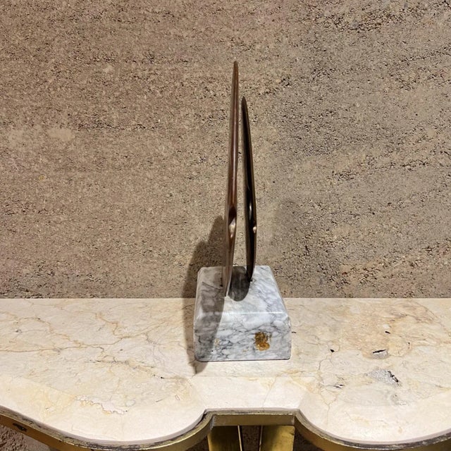 Metal 1970s Modernist Sculpture Bronze Fish Marble 39/500 For Sale - Image 7 of 12