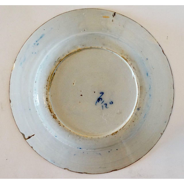 18th-Century Dutch Delft Plate Porcelayne Bijl Marked For Sale - Image 6 of 7
