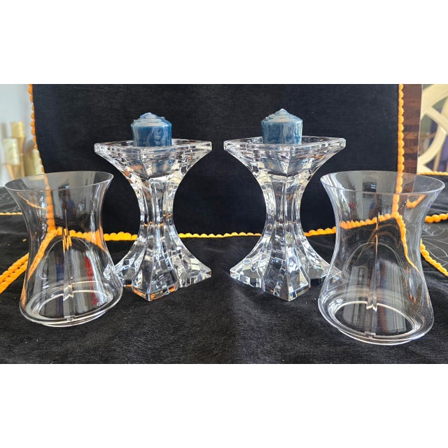 A Pair of 24% Lead Crystal Candleholders (Slovenia) For Sale - Image 9 of 9