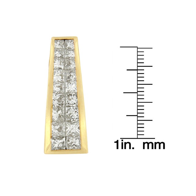 Early 21st Century 14K Yellow Gold 1 1/2 cttw Princess Cut Diamond Greek Column Pendant Necklace (G-H, VS1-VS2) For Sale - Image 5 of 5