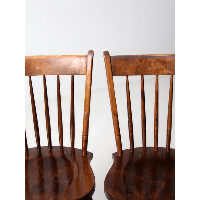 Vintage Windsor Spindle Back Dining Chairs Set 4 For Sale - Image 6 of 18