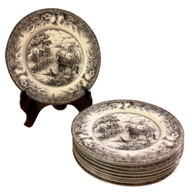 Ceramic Royal Stafford Harvest Scene Dinnerware - Set of 10 Plates For Sale - Image 7 of 10