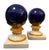 Vintage Majolica Pottery Cobalt Blue & White Decorative Finials - a Pair For Sale - Image 4 of 6
