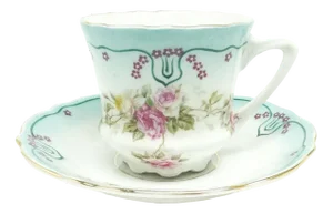 Hand-Painted Porcelain Cup from Department Tielsch, Germany, 1890s, Set of 2