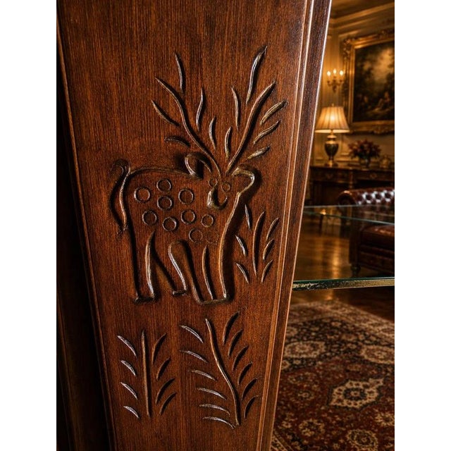 Wood Malawian Hand-Carved Display Cabinet Sideboard with Wildlife For Sale - Image 7 of 12
