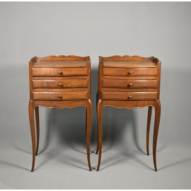 Vintage French Oak Bedside Tables, 1950s, Set of 2 For Sale - Image 9 of 16