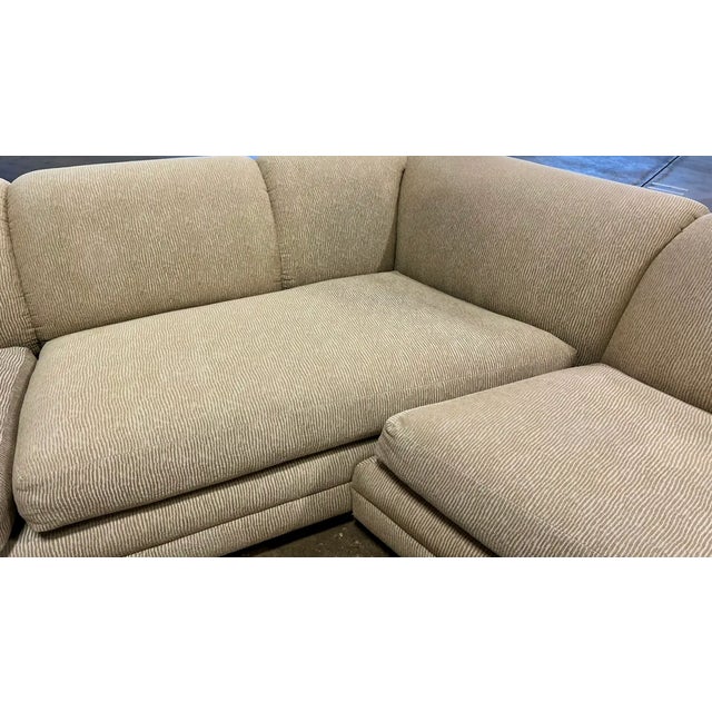 Milo Baughman Vintage Mid Century Modern Milo Baughman Style Chrome Base 3 Piece Sectional Sofa For Sale - Image 4 of 7