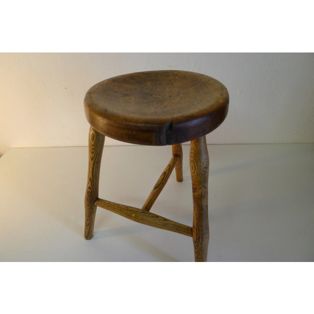 Wood Antique Workshop Stool in Ash and Maple For Sale - Image 7 of 18
