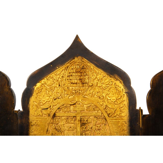 Fine Russian Old Believers Tetraptych Copper Icon With 20 Devotional Panels For Sale - Image 14 of 16