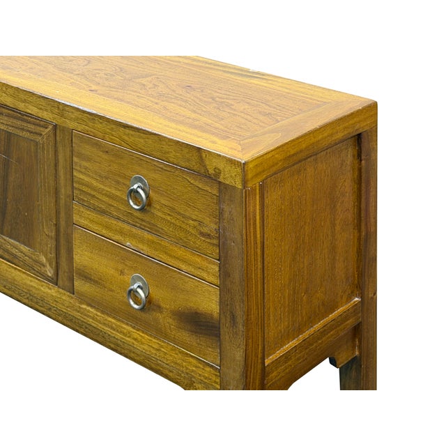 Honey Brown 4 Drawers Slim Narrow Console Side Foyer Table For Sale - Image 9 of 13