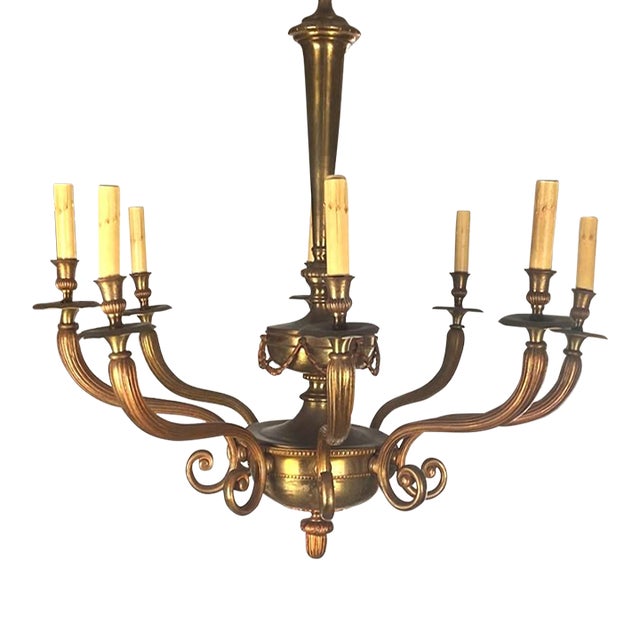 Vintage 8 Light Art Nouveau Style Chandelier For Sale