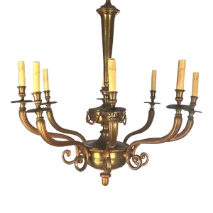Vintage 8 Light Art Nouveau Style Chandelier