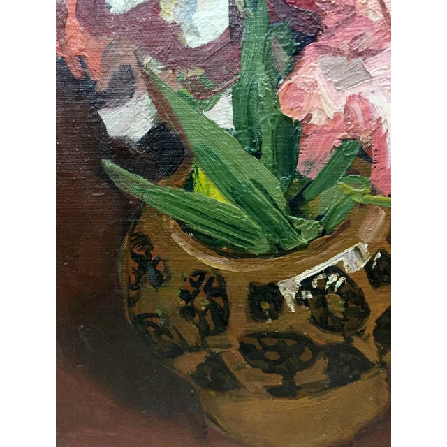 1980s Oil Painting Vase With Flowers Volsky Petr Dmitrievich For Sale - Image 4 of 12