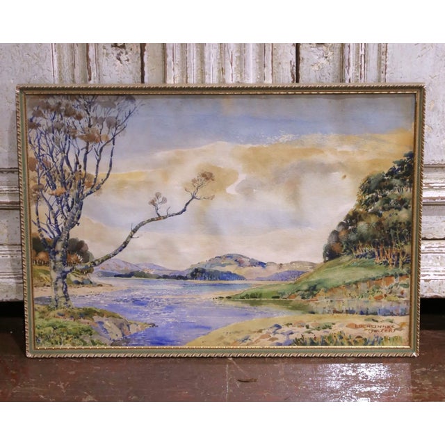 Traditional Mid-Century Pair of European Landscape Watercolors Signed Walch, Framed For Sale - Image 3 of 18