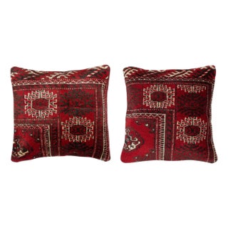 20"x20" SET OF 2 - Rug Cushion Covers. Wool Pillowcases. Vintage Accent Pillows For Sale