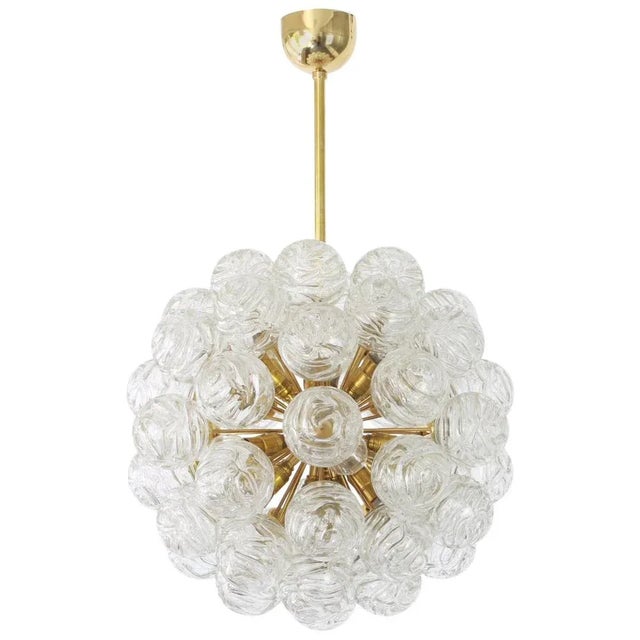 German Sputnik Chandelier with Snow Glass Ball from Doria, 1970s For Sale - Image 14 of 14