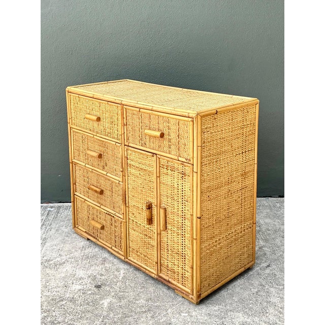 Vintage Woven Rattan and Wood Sideboard For Sale - Image 13 of 17