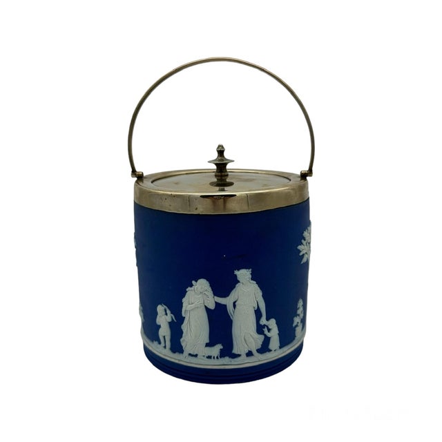 Blue Antique Wedgwood Jasperware Biscuit Barrel For Sale - Image 8 of 10