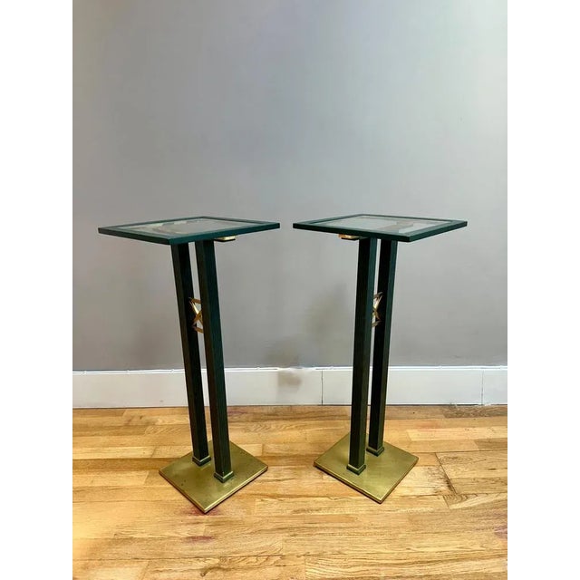 Italian Brass and Bronze Pedestals, 1980, Set of 2 For Sale - Image 17 of 18