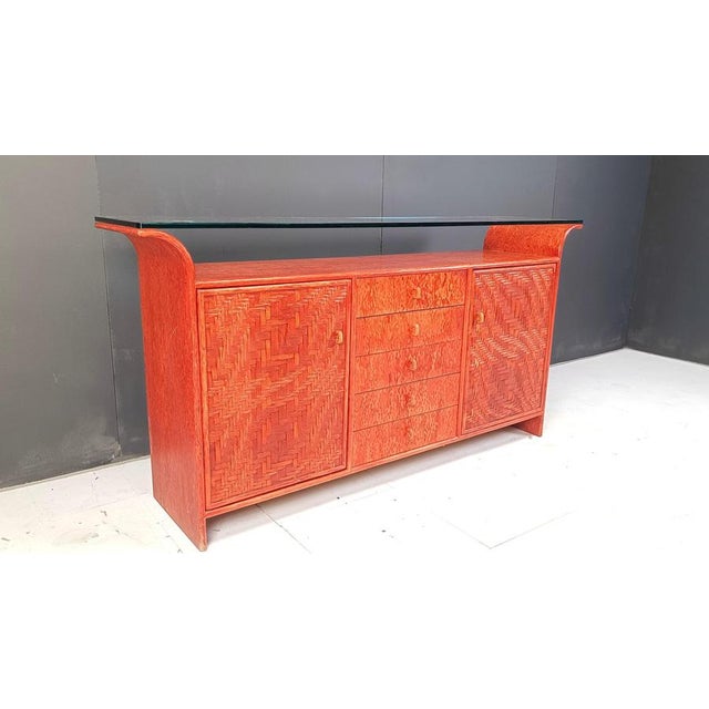Wood Vintage Rattan Sideboard, 1970s For Sale - Image 7 of 9