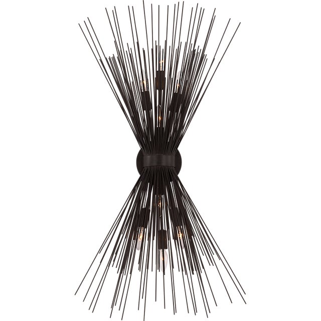 Kelly Wearstler for Visual Comfort Signature Strada Large Symmetrical Sconce in Aged Iron For Sale