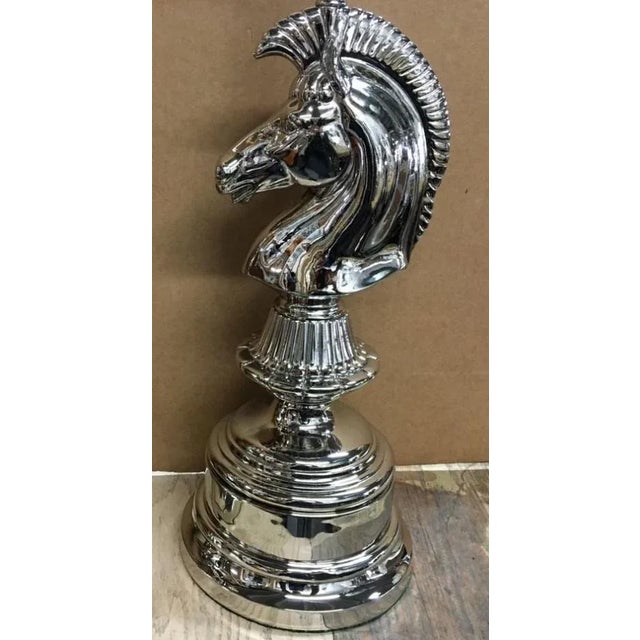 Art Deco 1930's Vintage Art Deco Horse Head Chrome Lamps- A Pair For Sale - Image 3 of 10