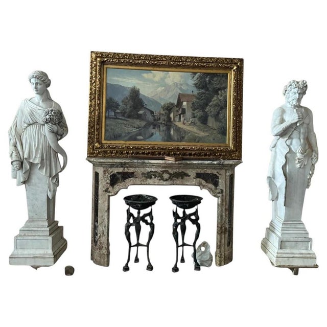 Italian Artist, Large Greek Mythological Sculptures of Faun and Cornucopia, 1980, Marble, Set of 2 For Sale - Image 6 of 6