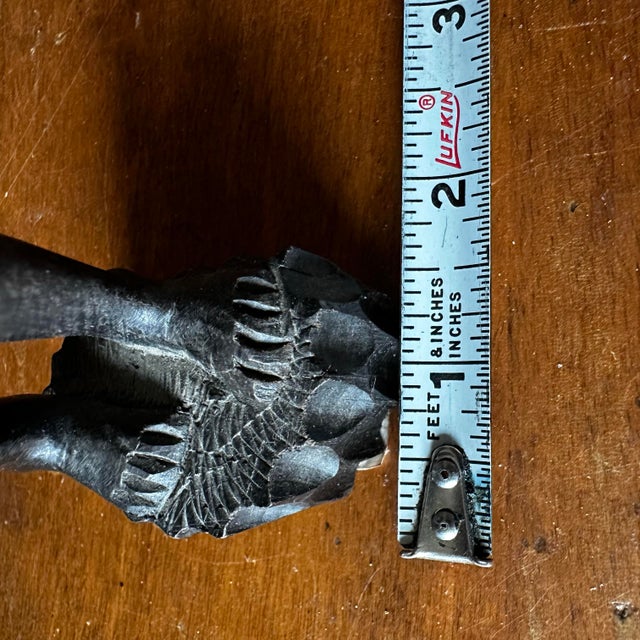 Hand Carved Angola Wood Sculpture Woman Carrying Water Jar African Folk Art 10” For Sale - Image 10 of 12