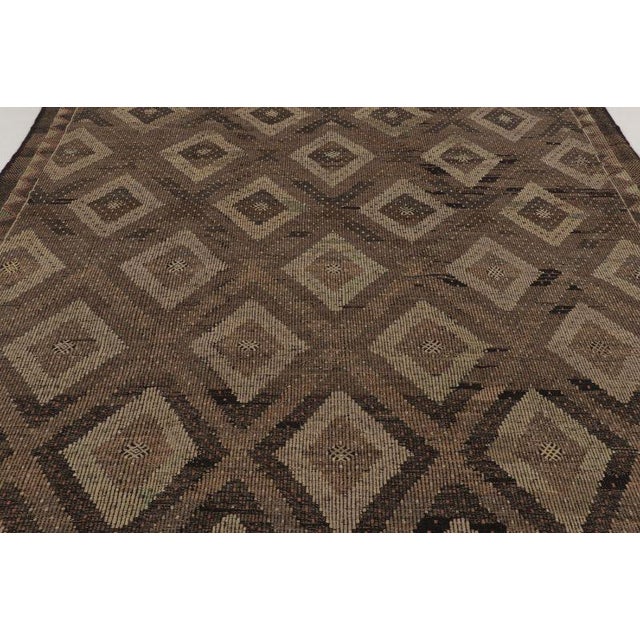 Rug & Kilim Vintage Turkish Kilim in Brown With Diamond Lattice Patterning - Rug & Kilim For Sale - Image 4 of 10