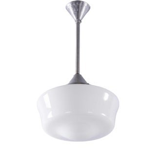 French Tabac Opal Glass Pendant Lamp, 1950s For Sale